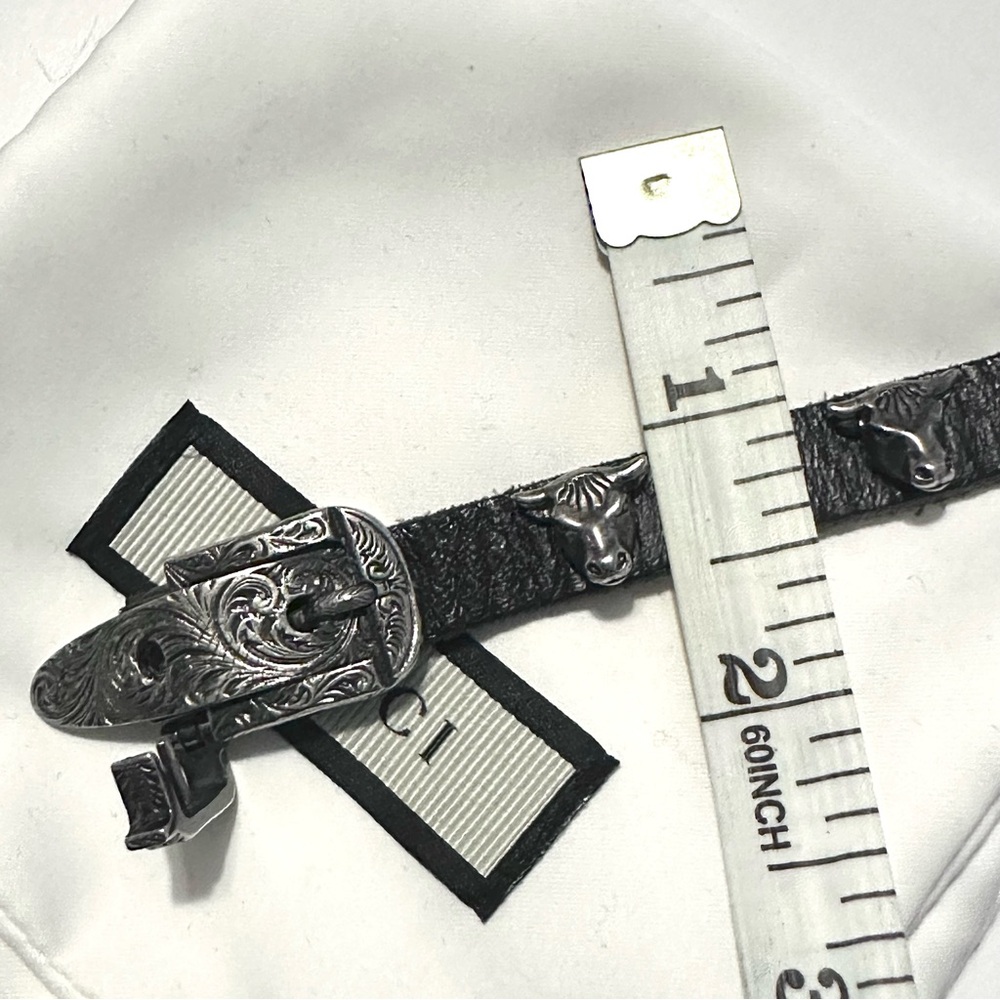 Gucci sterling silver anger forest bull head black leather choker/ double wrap - Picture 15 of 15